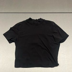 Black Cropped Loose Fit T-Shirt